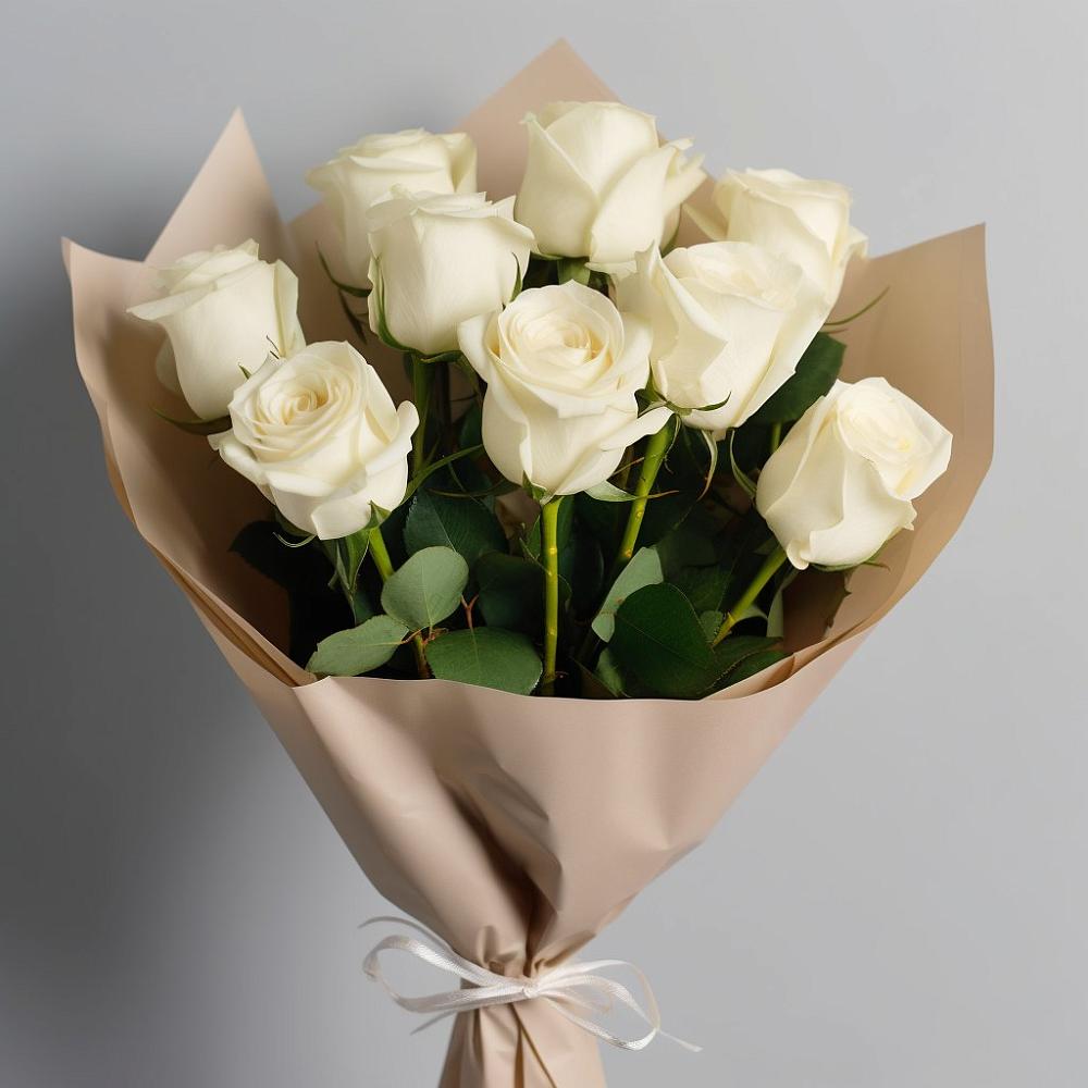 Букет 9 Белых роз Эдлесс Лав в Улётах