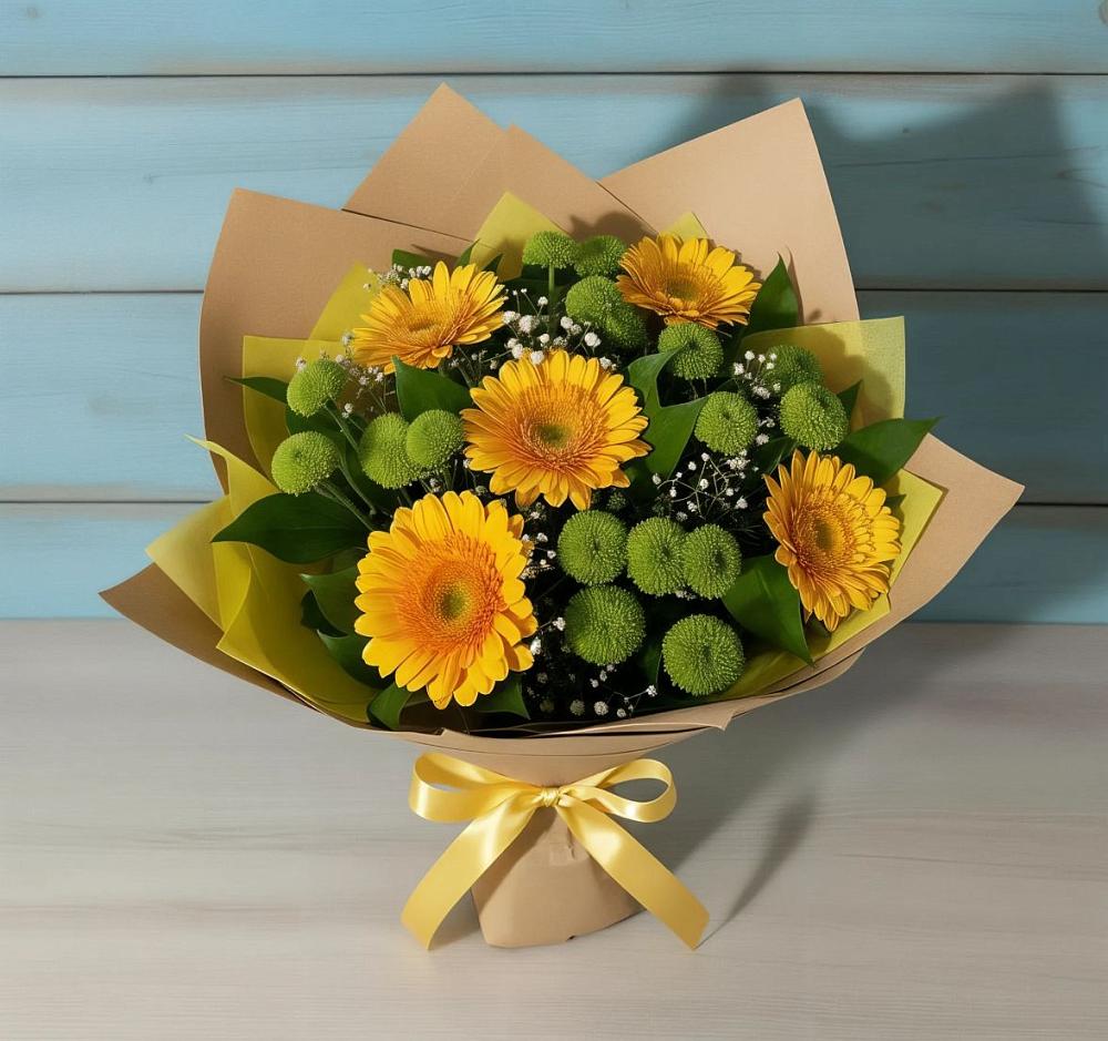 Букет цветов из: Герберы и Хризантемы в Улётах