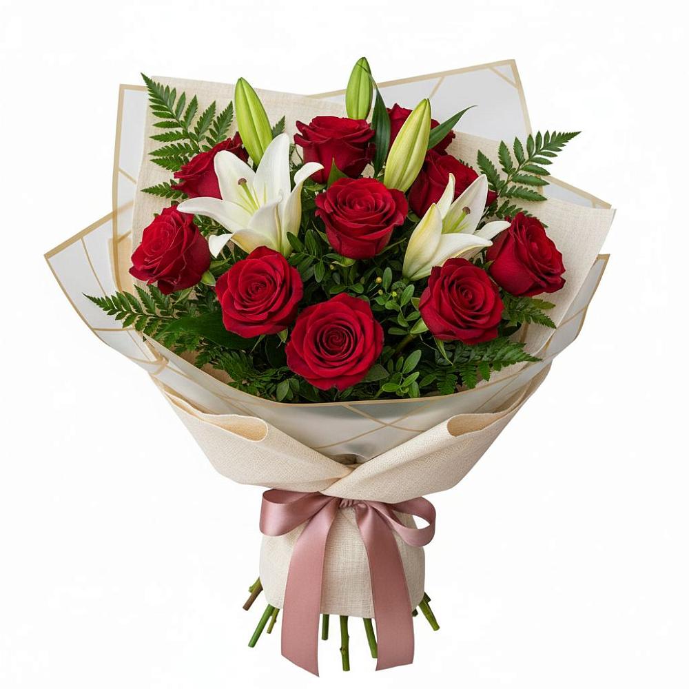 Букет цветов из: Лилии и Розы в Улётах