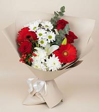 Букет цветов из:  Розы, Хризантемы, Герберы и Лилии в Улётах