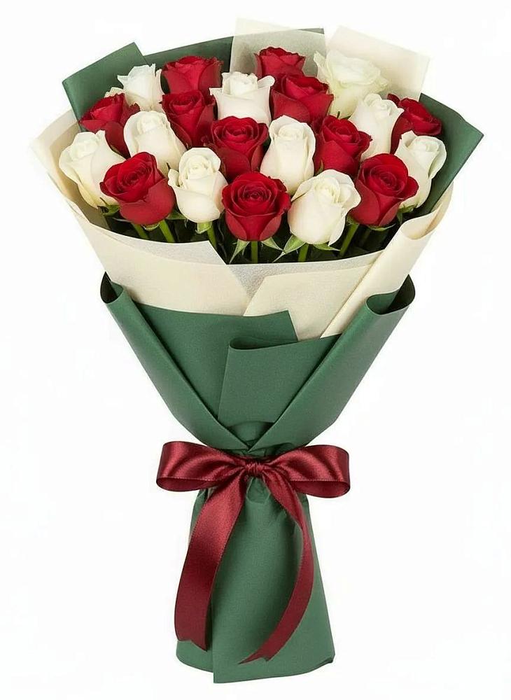 Букет Микс из красных и белых роз в Улётах