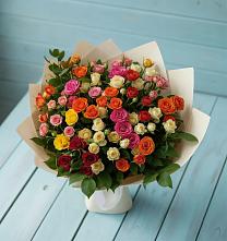 Букет Микс из разноцветных кустовых роз в Улётах